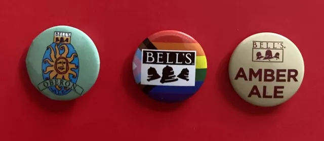 BELL’S BREWERY Button Pin Back Set Lot of 3 NEW MICHIGAN MICRO BEER