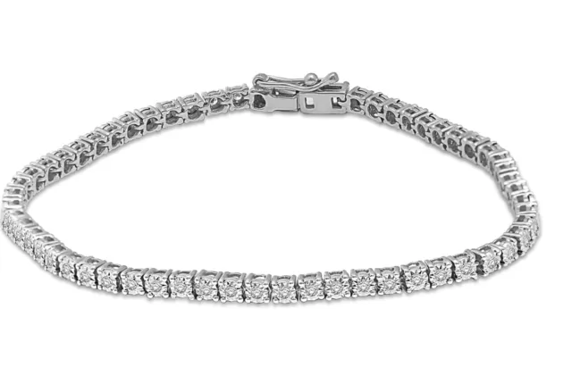 1 ct Women's Tennis Bracelet Lab Grown Genuine Diamonds in Sterling Silver