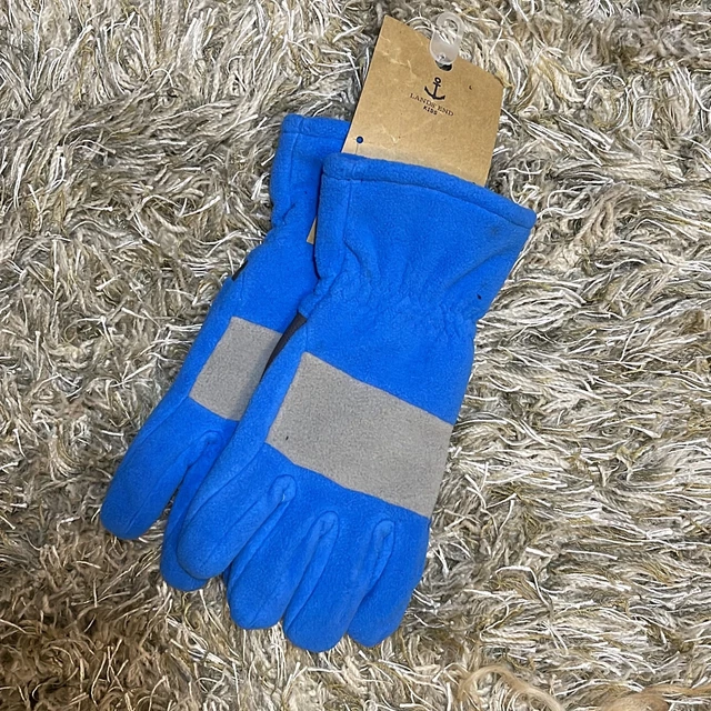NWT Lands End Fleece Gloves. Blue. Size Large Kids.