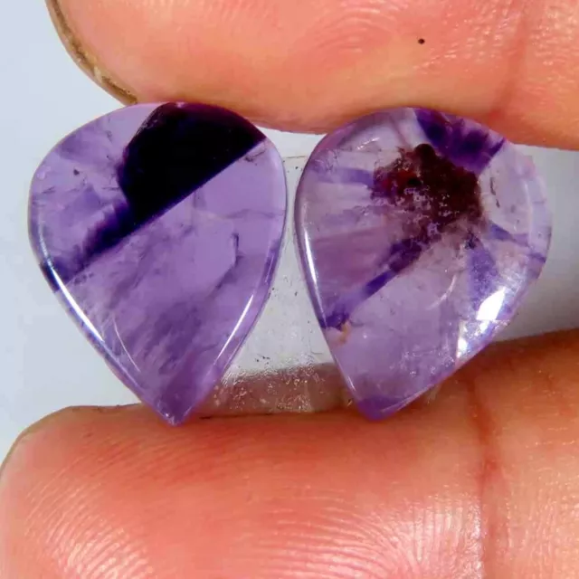 11.80Cts100%Natural Blue Amethyst Agate Pear Pair Cab 12x14x4mm Loose Gemstone