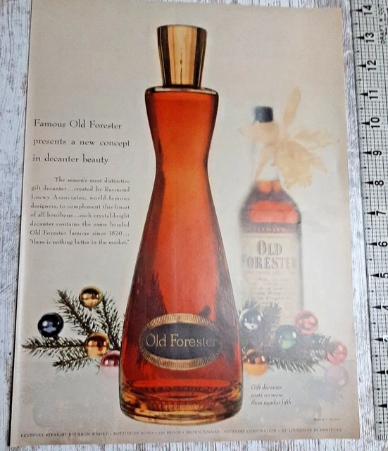 1954 Old Forester Vintage Print Ad Kentucky Straight Bourbon Whiskey Decanter