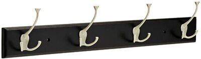 Franklin Brass 26.5" 4 Hook Coat/Hat Rail Black w/ Flared Satin Nickel Hooks