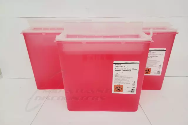 3 McKesson Red 5 Quart Sharps Container Lid Safety Needle Disposal Doctor Tattoo