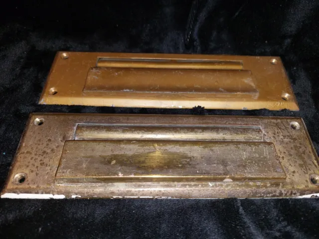 Vintage brass mail slot lot Of 2 vintage  hardware