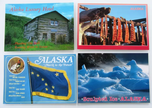 USA Postcards America Lot 4 x ALASKA State Postkarten Ansichtskarten ungelaufen