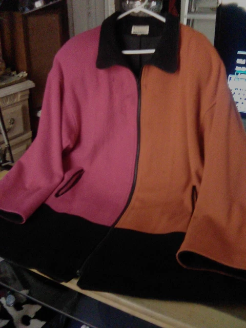 "Lorovi" WOMEN'S 100%PURE WOOL RED / ORANGE COLOR OVERCOAT FULLY LINED SIZE 12