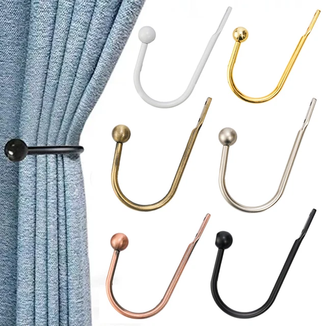 Ganci Fermatenda A U In Metallo | 2 Pezzi Nero Per Tende Con Viti E Tappi