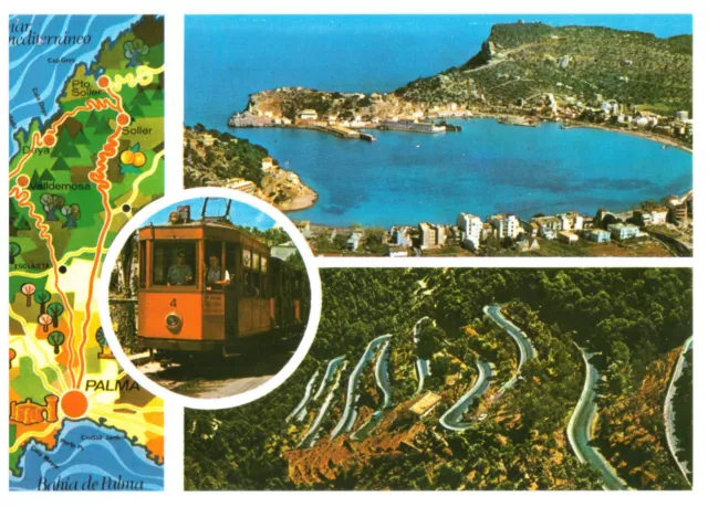 Routes to Soller & Palma Mallorca, Balearic Islands, Spain Rare Picture Postcard