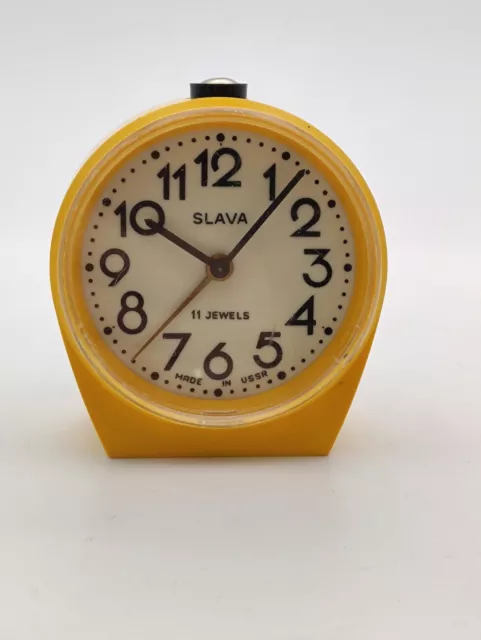 Modern Mechanical Alarm Clock Slava 11 Jewels Russian USSR Soviet 1980s