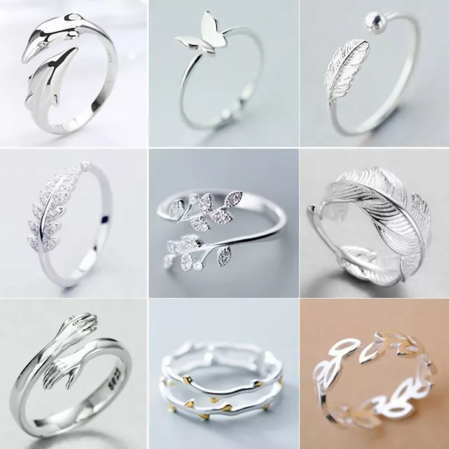 Fashion Silver Cute Feather Adjustable Ring Wedding Party Women Jewelry Gift New