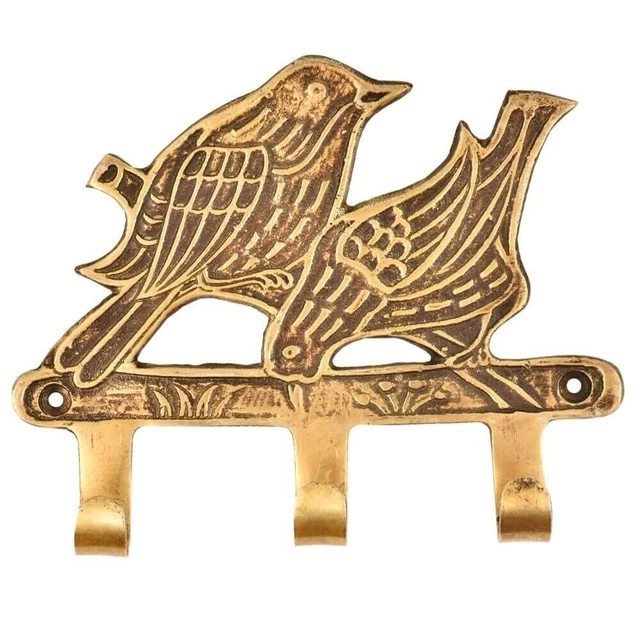 Brass Antique Wall Hooks Coat Hanger Key Holder Hook Birds Vintage Hanging