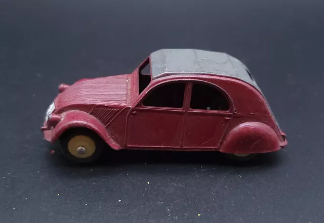 Dinky Toys Meccano #24T Citroen 2CV Red / Black - France - Vintage - Used
