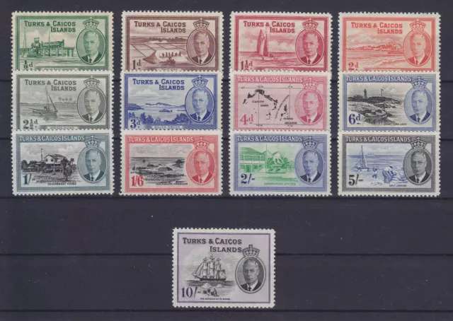 Turks & Caicos 1950, Sg 221-233, Complete Set, Mlh