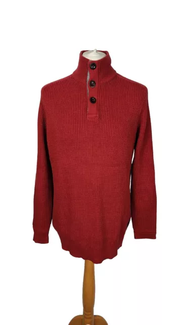 Marc O'Polo Men's Denim Cotton + Virgin Wool Facing Sweatshirt Jumper Size L Red