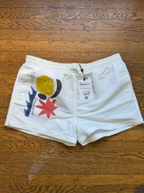 Jacquemus Men’s White Le Raphia 'Le Maillot Pingo' Swim Shorts size 50 / Medium