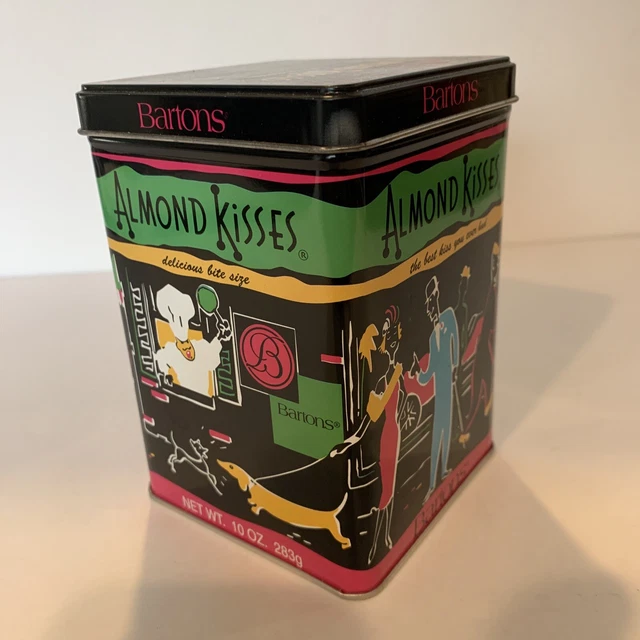 BARTONS ALMOND KISSES Tin with Lid Rectangle Square Shape 5 1/4”x 3.5