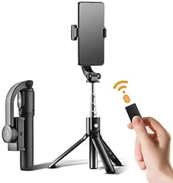 Selfie Stick Gimbal Stabilizer with 360° Rotation Tripod with Wireless Remote,