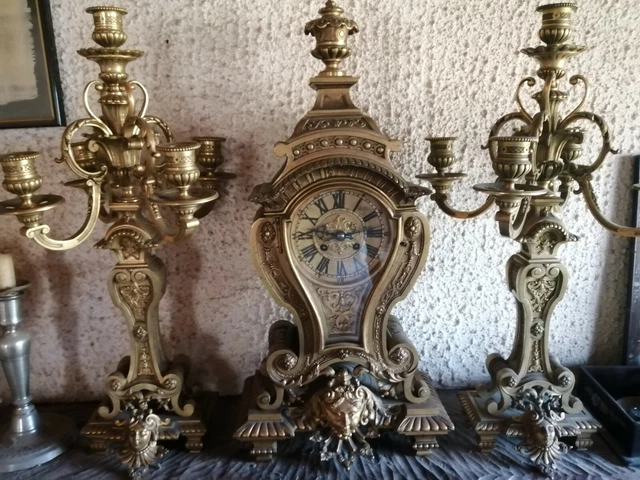Horloge Pendule Mécanique Ancienne En Bois - Garniture De Cheminée, Comtoise