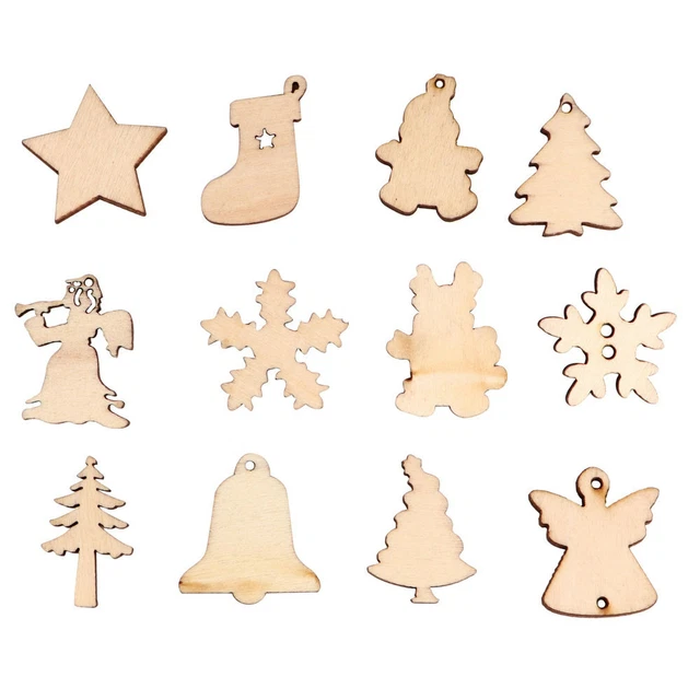 150 Pcs Bauernstrumpf-Tags Weihnachtsholzspäne Weihnachtsdekoration Weihnachten