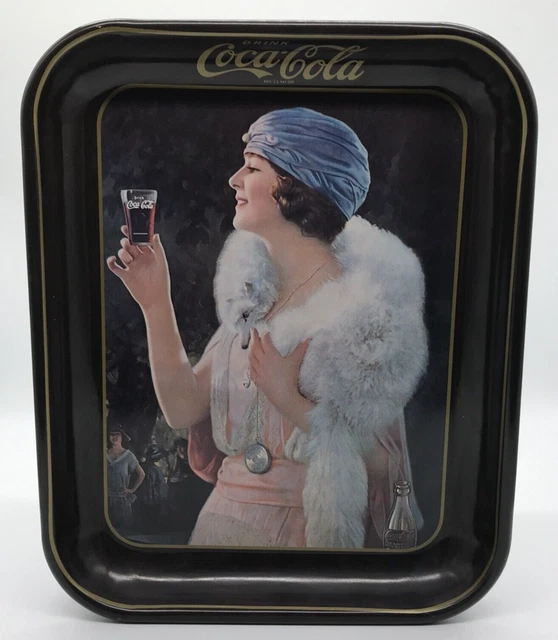 Vintage 1973 Coca-Cola 1923 Flapper Girl Metal Beverage Serving Tray main image 0