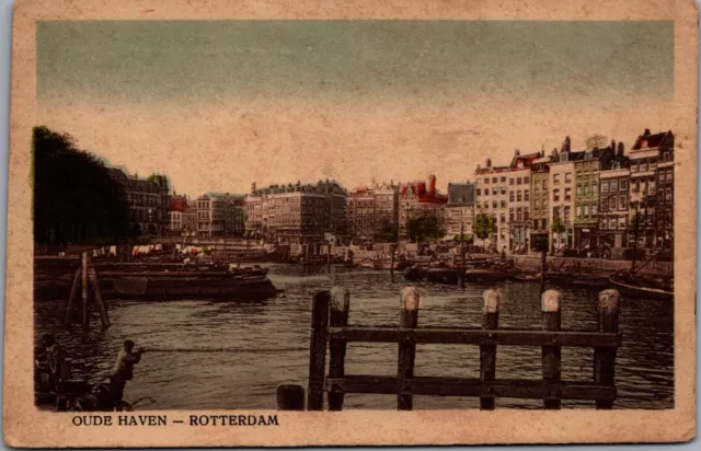 Netherlands Oude Haven Rotterdam Vintage Postcard 09.59