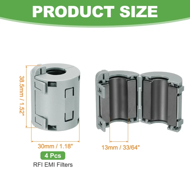 20x Nuclei Di Ferrite Clip-on 13mm Filtro Rumore RFI EMI Per Cavi