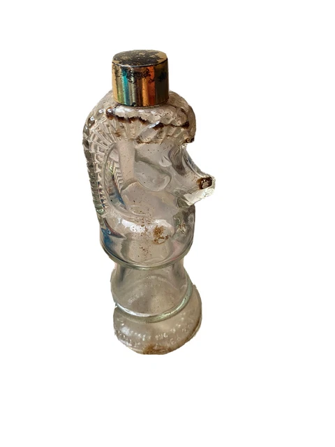 VTG Hai Karate After Shave Cologne Glass Bottle Knight Chess Piece Pfizer Empty