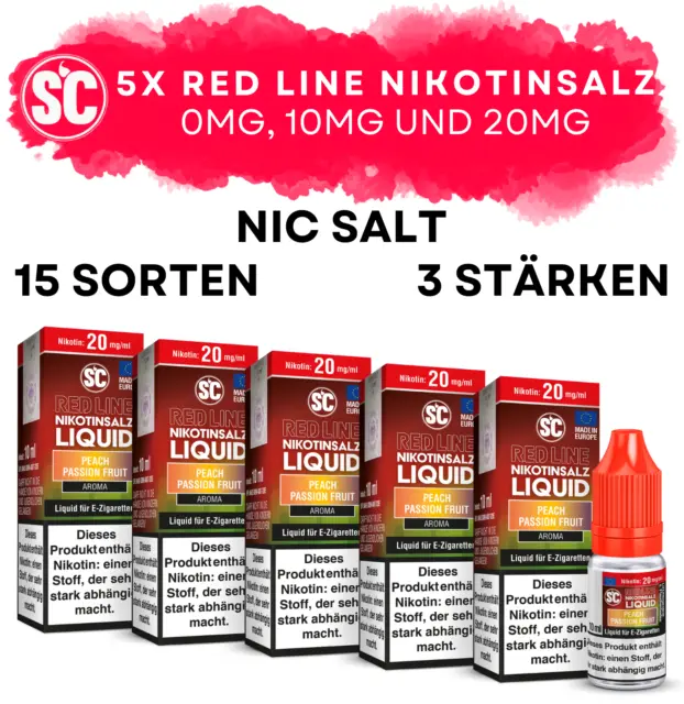 5x 10ml Frucht Liquid ✨ SC RED LINE Nikotinsalz ✨ Probierbox E-Liquid Vape