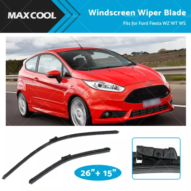 For Ford Fiesta 08-On Aero Flat Windscreen Wiper Blades 26" + 15" 1 Pair