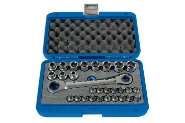 Stock Clearout! Laser 6420 Go Thru Socket Bit Set 29 Pce With Rathcet Driver