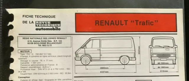 8)Fiche Technique R.T.A (RTA); RENAULT "Trafic"