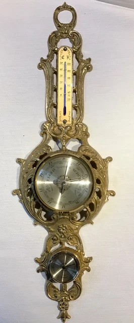 Wetterstation Barometer Hygrometer Thermometer Messing antik