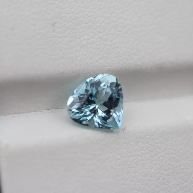 7.6x8 MM 1.53 Cts Natural Light Blue Aquamarine Heart Cut Stone Nice Luster