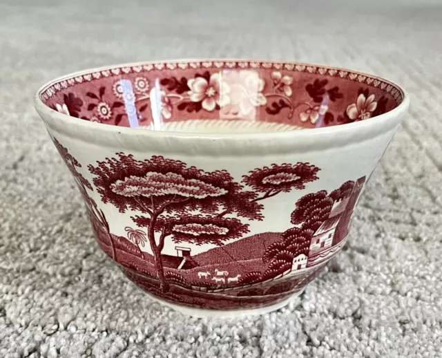 Copeland Spode's Tower England Cranberry Serving Bowl (red stamp) Pink Tower