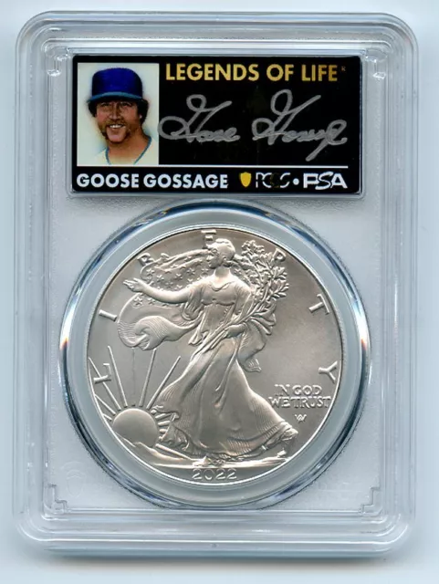 2022 $1 American Silver Eagle 1oz PCGS MS70 Legends of Life Goose Gossage