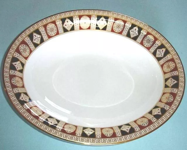 Minton Alhambra Oval Serving Platter 13.5" Gold Trim Made England New No Box