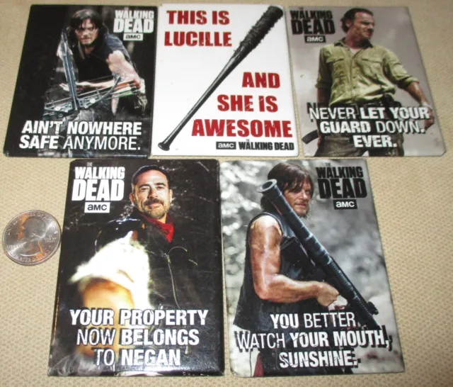 Lot of 5 Walking Dead Magnets - Dary Dixonl, Negan, Rick Grimes, Lucille
