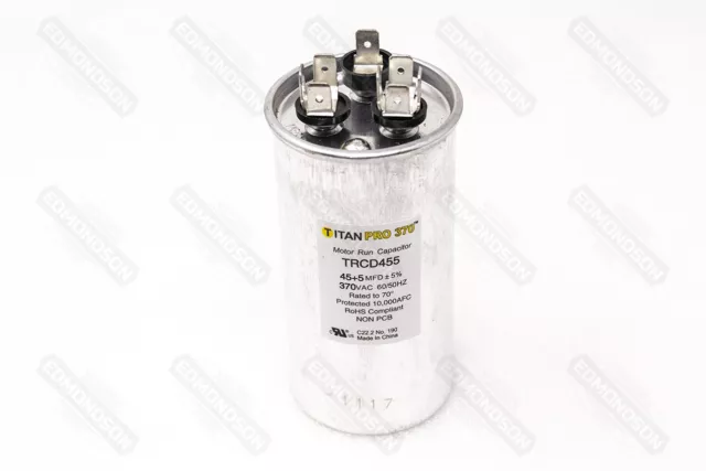 Packard Titan PRO TRCD455 Run Capacitor 45+5 MFD 370 Volt, Round