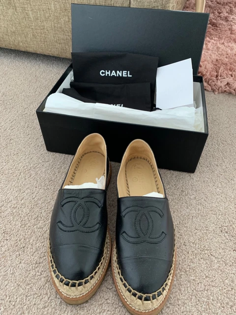 CHANEL ESPADRILLES RARE double decker gummy sole black size uk3 36