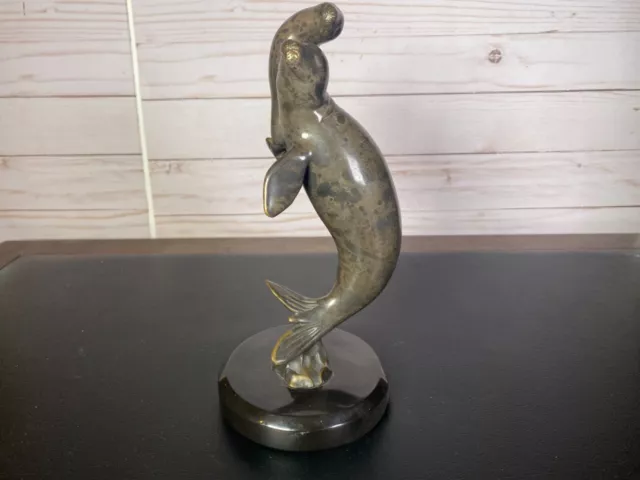 Kirk McGuire Bronze Figurine Sculpture Leopard Seal and Baby Pup Limited 9/250