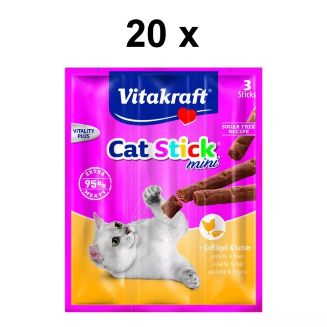 VITAKRAFT Snacks para Gatos Palitos de Mini Aves Corral & Hígado 60 X 6g