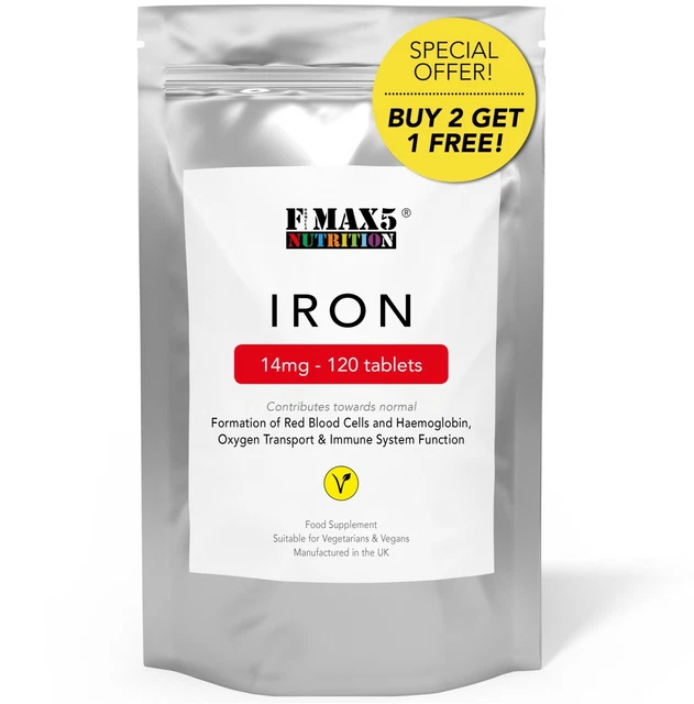 IRON 14MG 120 vegan tablets, High Strength Energy Pregnancy Anaemic