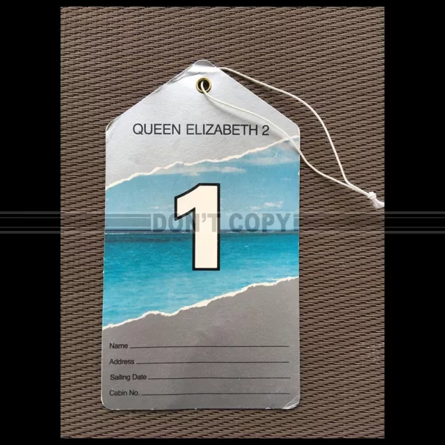 Paquebot Queen Elizabeth 2 Etiquette Bagage Cunard Luggage Tag Ocean Liner #E08