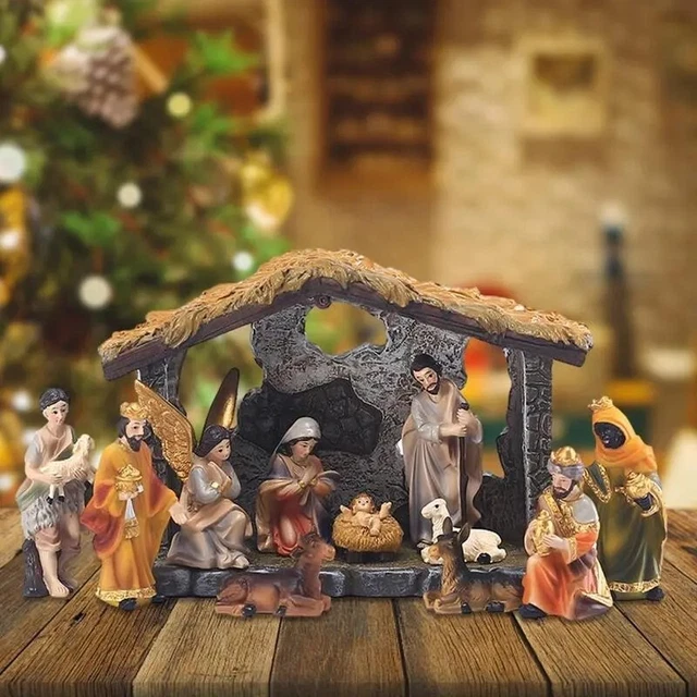 CRÈCHE DE Noël Scene Nativité Figurine Jesus Santon Decoration Statuette Maison