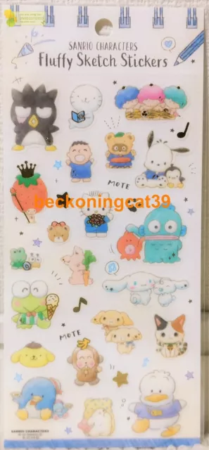 LAST Kamio Sanrio Character Fluffy Sketch Sticker Pochacco Keroppi MADE IN JAPAN