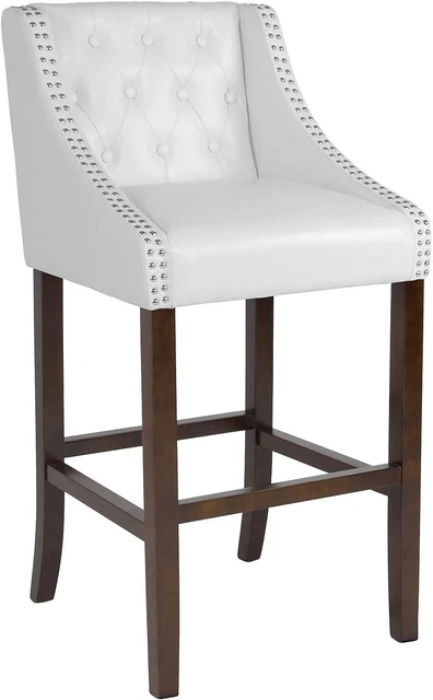Flash Furniture CH-182020-T-30-WH-GG Carmel 30" Walnut Barstool LeatherSoft