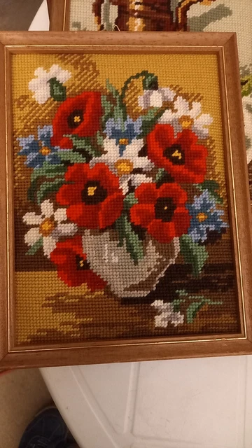 Bild mit Kreuzstich Klatschmohn