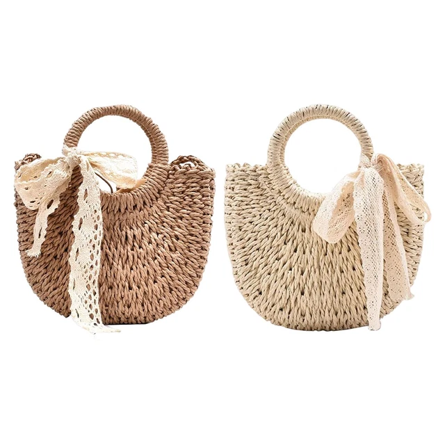 Borsa a tracolla in paglia intrecciata Borsa a tracolla grande da spiaggia