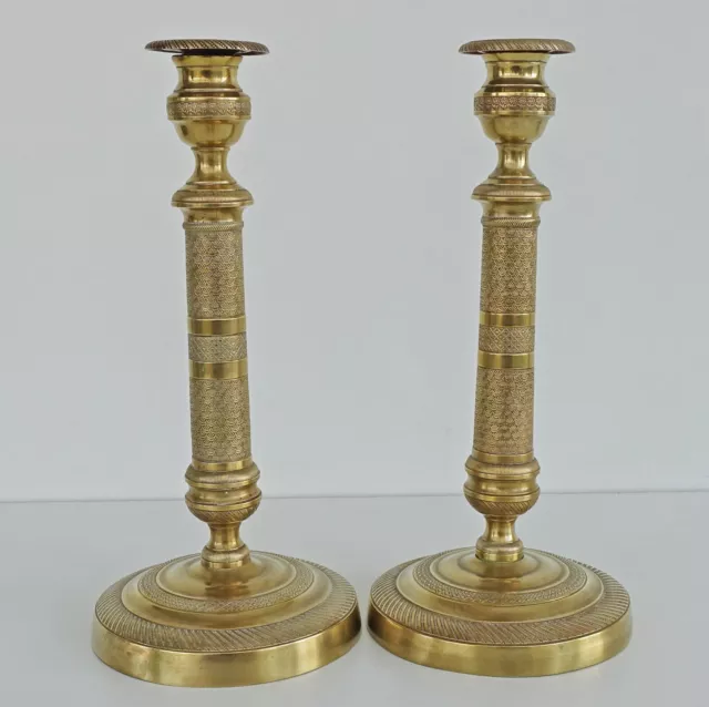 Paire de BOUGEOIRS EMPIRE Flambeaux en Bronze Doré Candlesticks XIXème Siècle