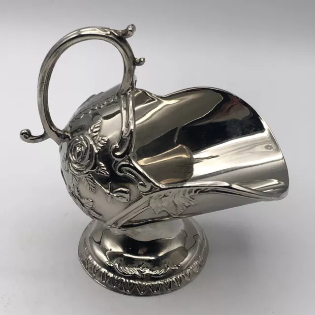 Silverplate Embossed Sugar Scuttle Vintage Rose Design